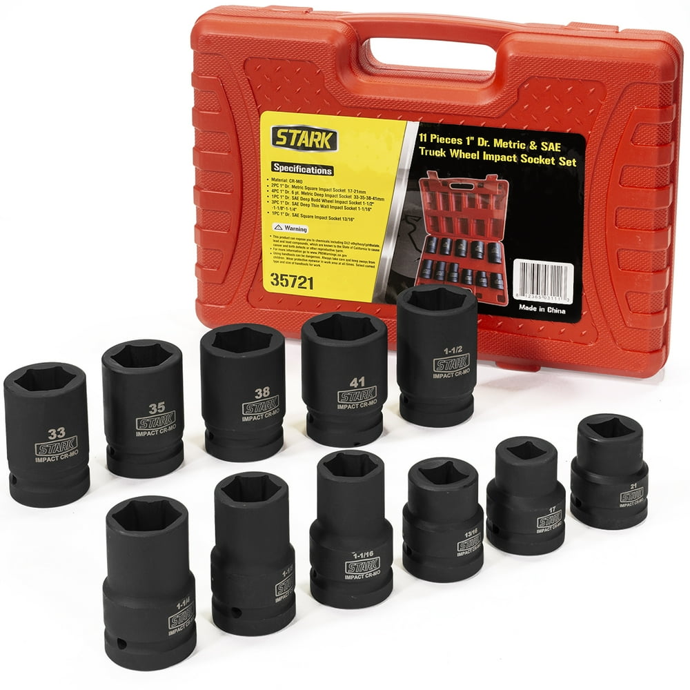 Stark 11piece Premium Impact Socket Set 1"inch Drive Metric & SAE