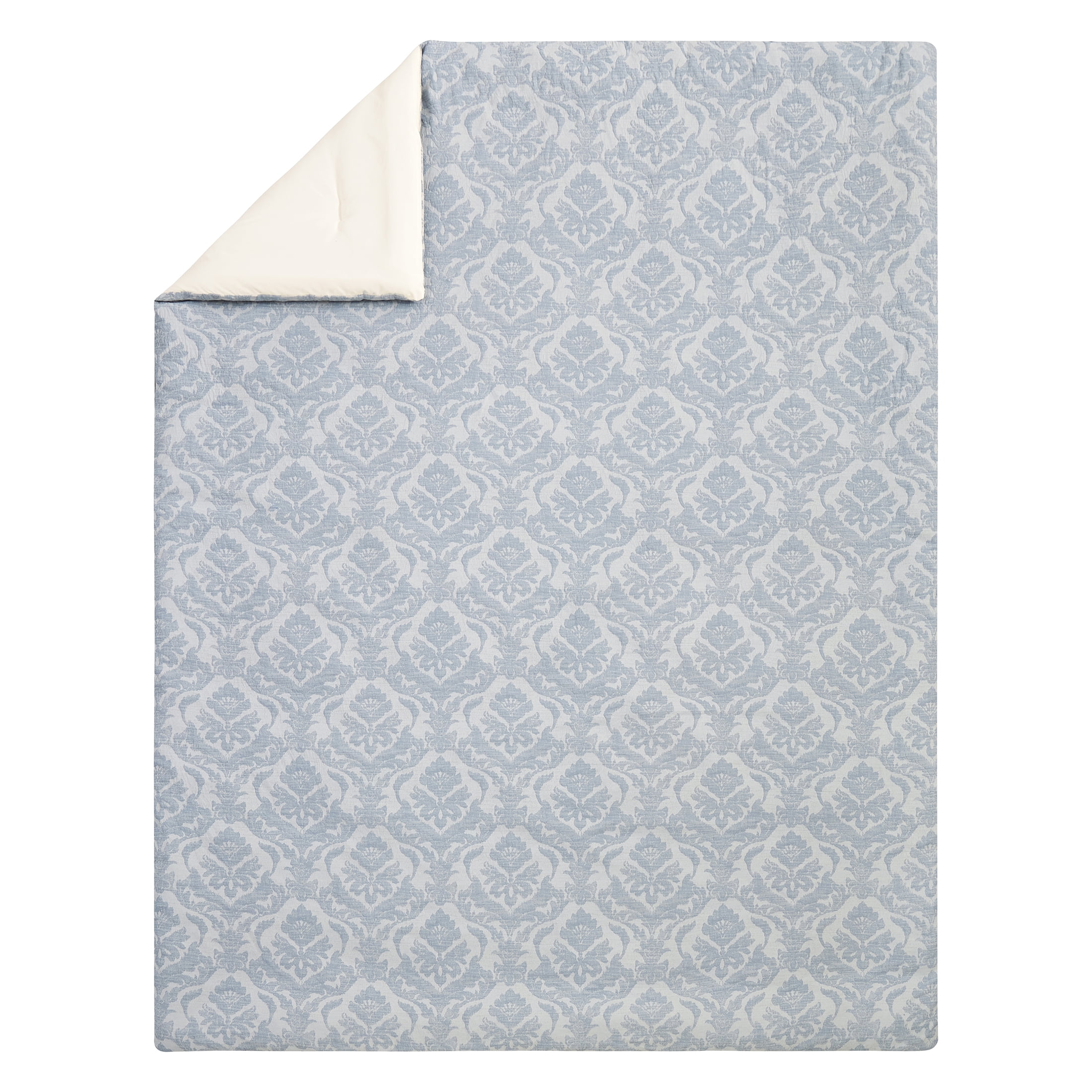 Better Homes & Gardens Woven Damask 2-Piece Comforter Set, Blue/Silver, Twin/Twin-XL