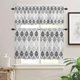 thumbnail image 2 of 3 Piece Grey Floral Gradient Kitchen Curtains, Tier and Valance Rod Pocket Window Curtains Set Baroque Victorian Vintage Cafe Curtains for Kitchen Valances Window Treatment 54X18in+27x36in×2, 2 of 5