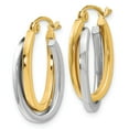 thumbnail image 2 of 14K Two-Tone Gold Earring Hoop Women'S 20 mm 12 Polished Oval Earrings, 2 of 3