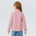 thumbnail image 3 of Krdevn Girls Casual Blouse Long Sleeve Ruffle Trim Plain Shirt Loose Fit Spring Top with Stand Collar,11-12 Years, 3 of 3