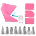 thumbnail image 1 of Color aleatorio 14 piezas / conjunto bolsa de hielo boquillas de boda boda cumpleaños aniversario pastel punta puntas crema raspadores hornear herramienta panadería rosa Scienceny HA009665-01, 1 of 6