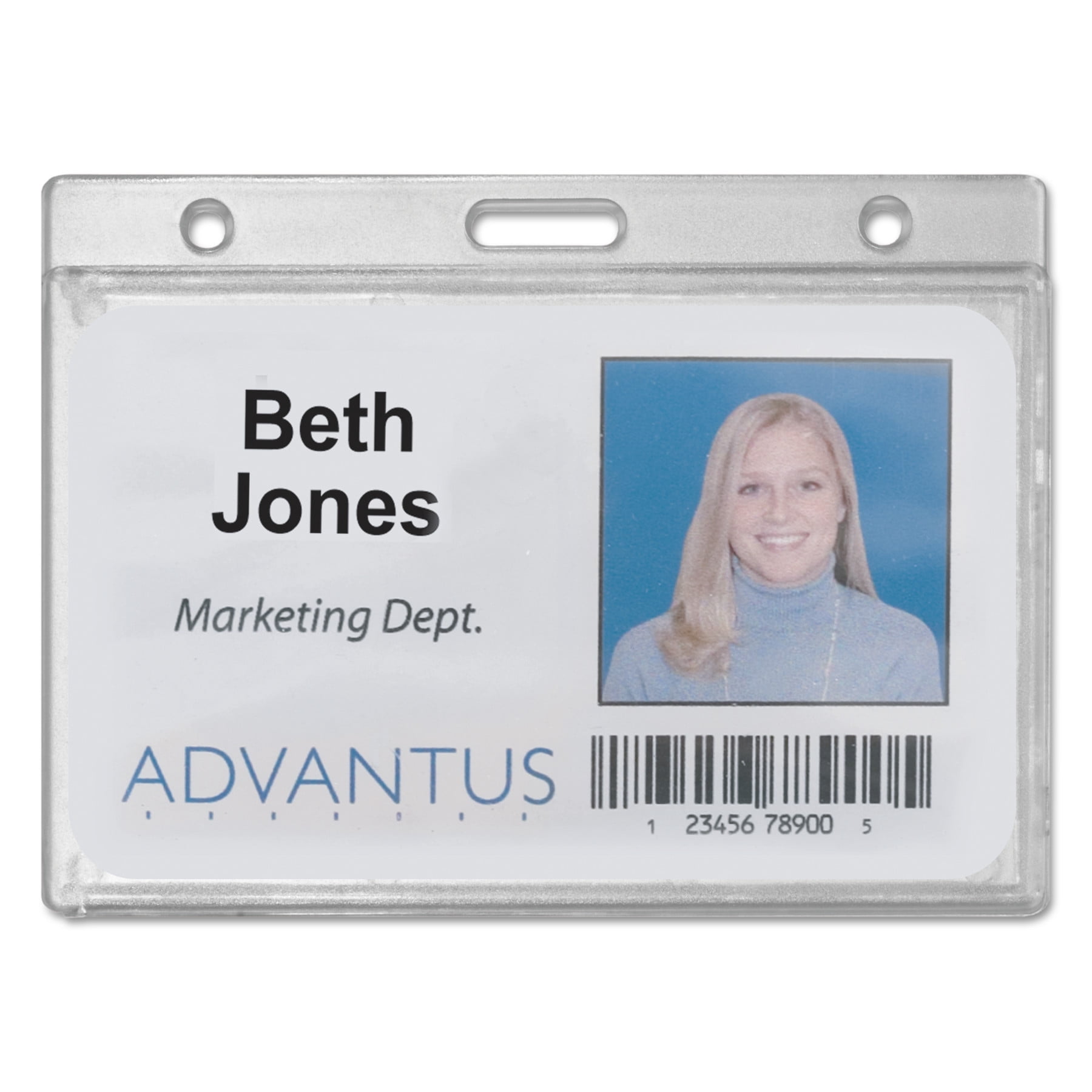 Advantus Frosted Rigid Badge Holder, 3 3/8 x 2 1/8, Clear, Horizontal, 25/BX