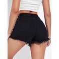 thumbnail image 4 of Short Mujer Mezclilla De Cintura Alta Negro Crudos Rasgados, 4 of 8