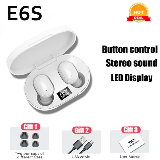 Auriculares inalámbricos TWS Auriculares Bluetooth 5.1 Altavoz manos libres con estuche Micrófono Gaming Audífonos Buds para Phoness PK A6S Tan Jianjun unisex