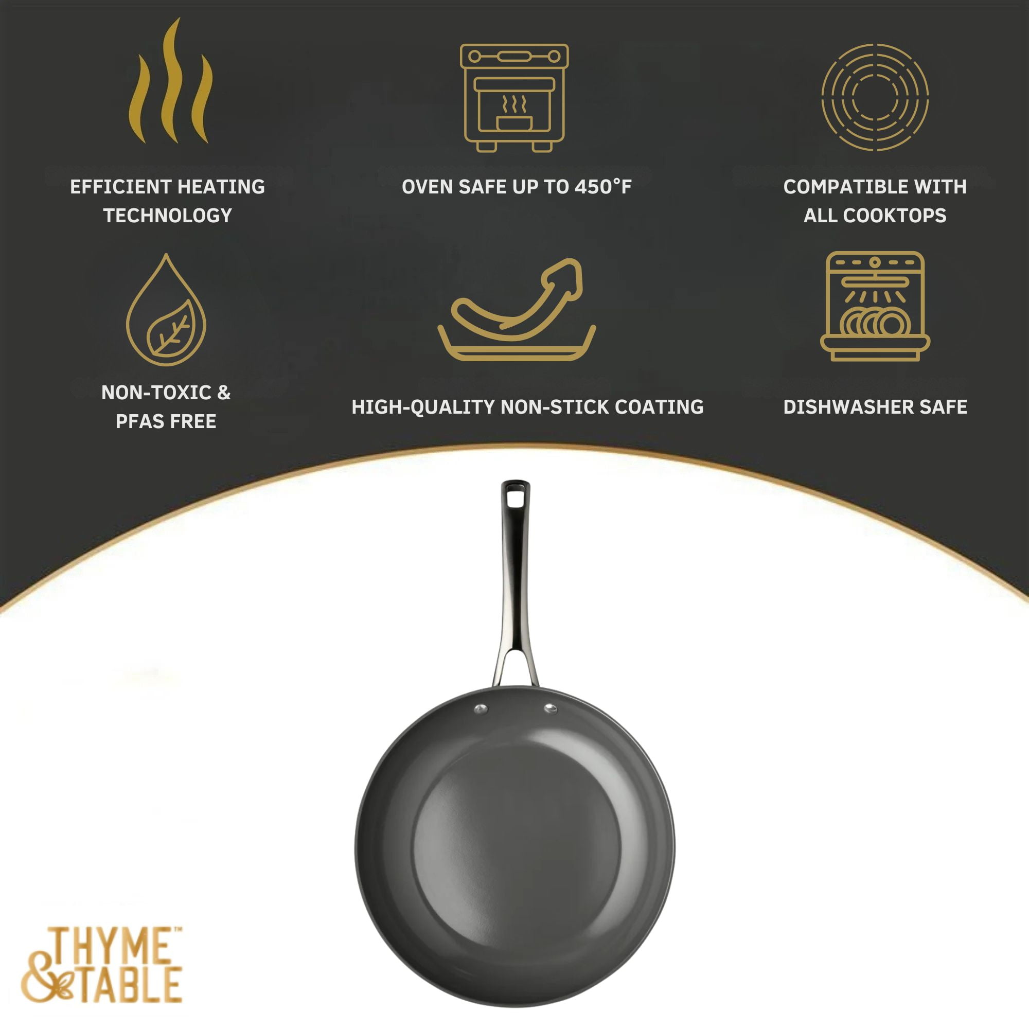 Thyme & Table 10" Non-Stick Signature Ribbed Fry Pan - Grey