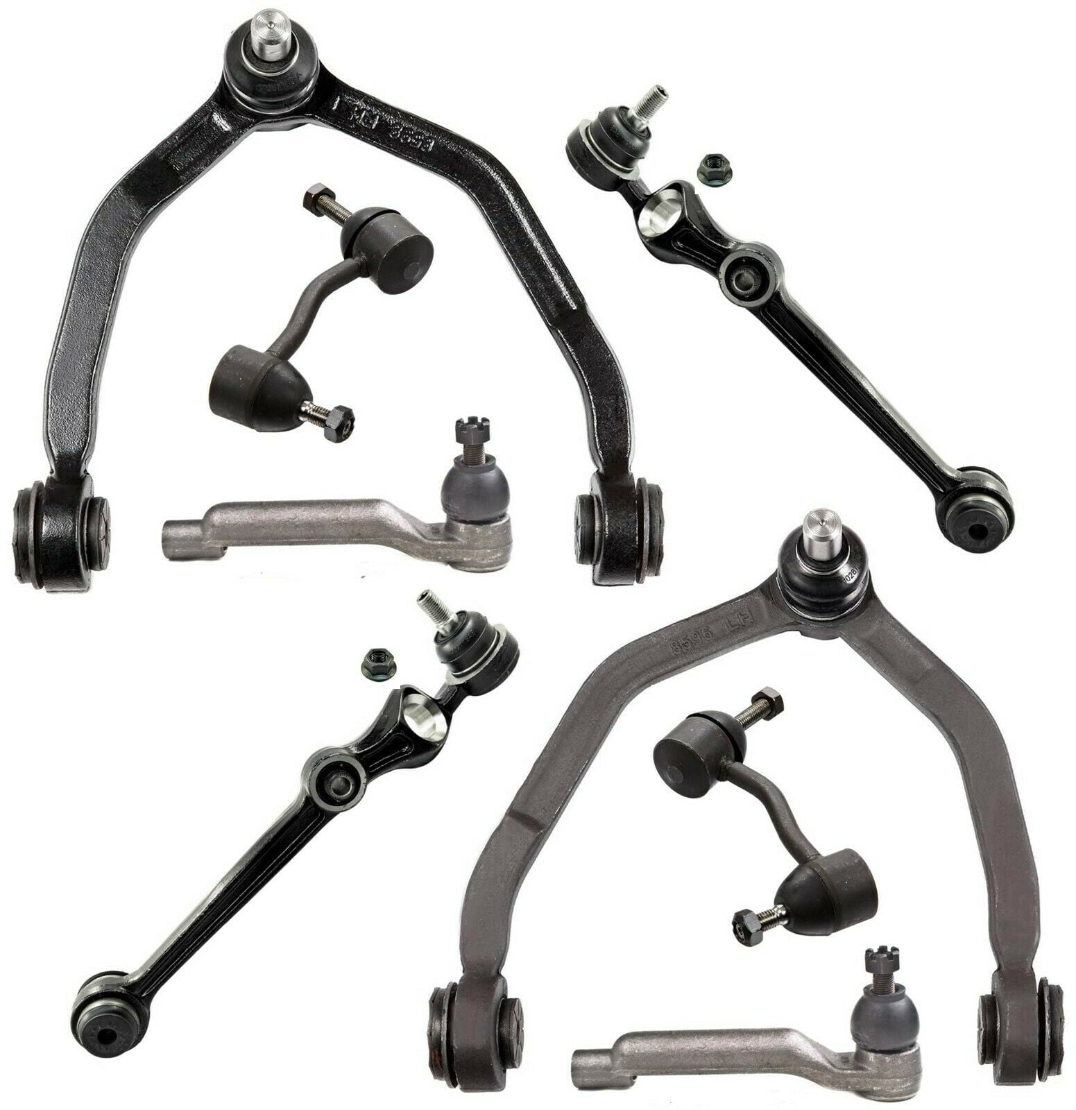 8 Piece Front Upper & Lower Control Arm Assembly with Ball Joints Tie