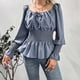 thumbnail image 2 of Tops para mujer Camisas Blusas Elegantes Camisas casuales de manga larga Otoño Moda Cintura-cuello Mangas acampanadas con volantes Odeerbi ODB-5, 2 of 6