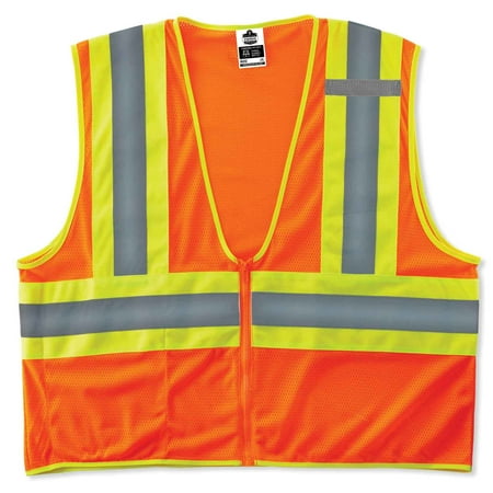 

GloWear Class 2 Two-tone Orange Vest - Reflective Machine Washable Lightweight Pocket Zipper Closure - 2-Xtra Large/3-Xtra Large Size - Polyester Mesh - Orange - 1 / Each | Bundle of 5
