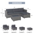 thumbnail image 4 of JOIVI 5 Pieces Outdoor Patio Furniture Set, All Weather PE Gray Wicker Rattan Sectional Furniture Set with Coffee Table, Dark Gray, 4 of 8