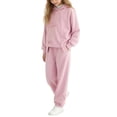 thumbnail image 5 of Girls Outfit Set Baggy Long Sleeves Hooded Sweatshirt Side Stripe Flare Pants 2 Piece Casual Lightweight Fashion Outfits Pink 11-12 Years, 5 of 5