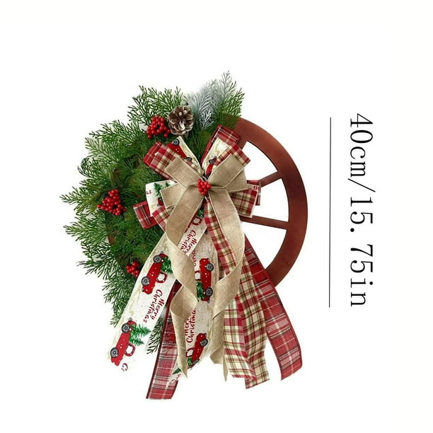 Árbol de Navidad artificial colgante con plantas verdes, decoración de ratán para chimenea, ideal para decorar la pared del hogar durante las fiestas. NCHKUN