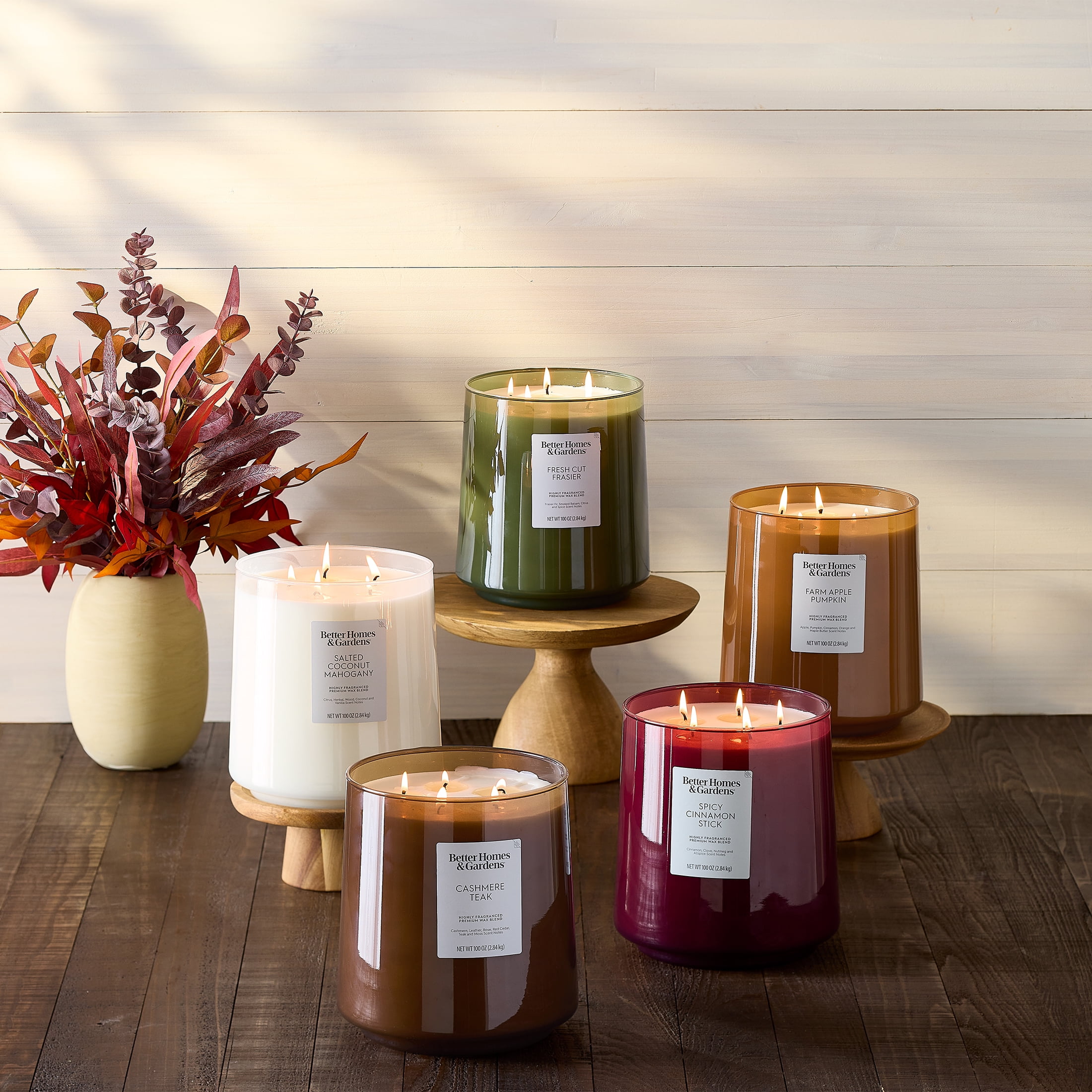Better Homes & Gardens 5-Wick 100 oz Glass Jar Candle, Salted Coconut Mahogany