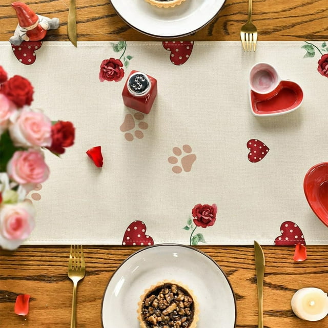 Bandera de mesa colorida para San Valentín, decoración de mesa para restaurante, sala de estar, aniversario de bodas, 4 tamaños disponibles, banderas de lino para mesas.