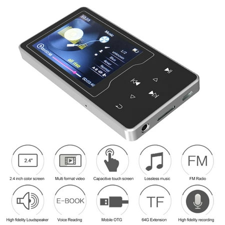 D08 8GB MP3 MP4 Digital Player 2.4 Inch Screen Music Player Lossless Audio & Video Player FM Radio Recording E-book Reading TF Card Read & Play with