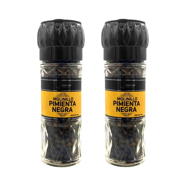 PONTINO Molinillo Pimienta Negra Entera 48g 2 Piezas