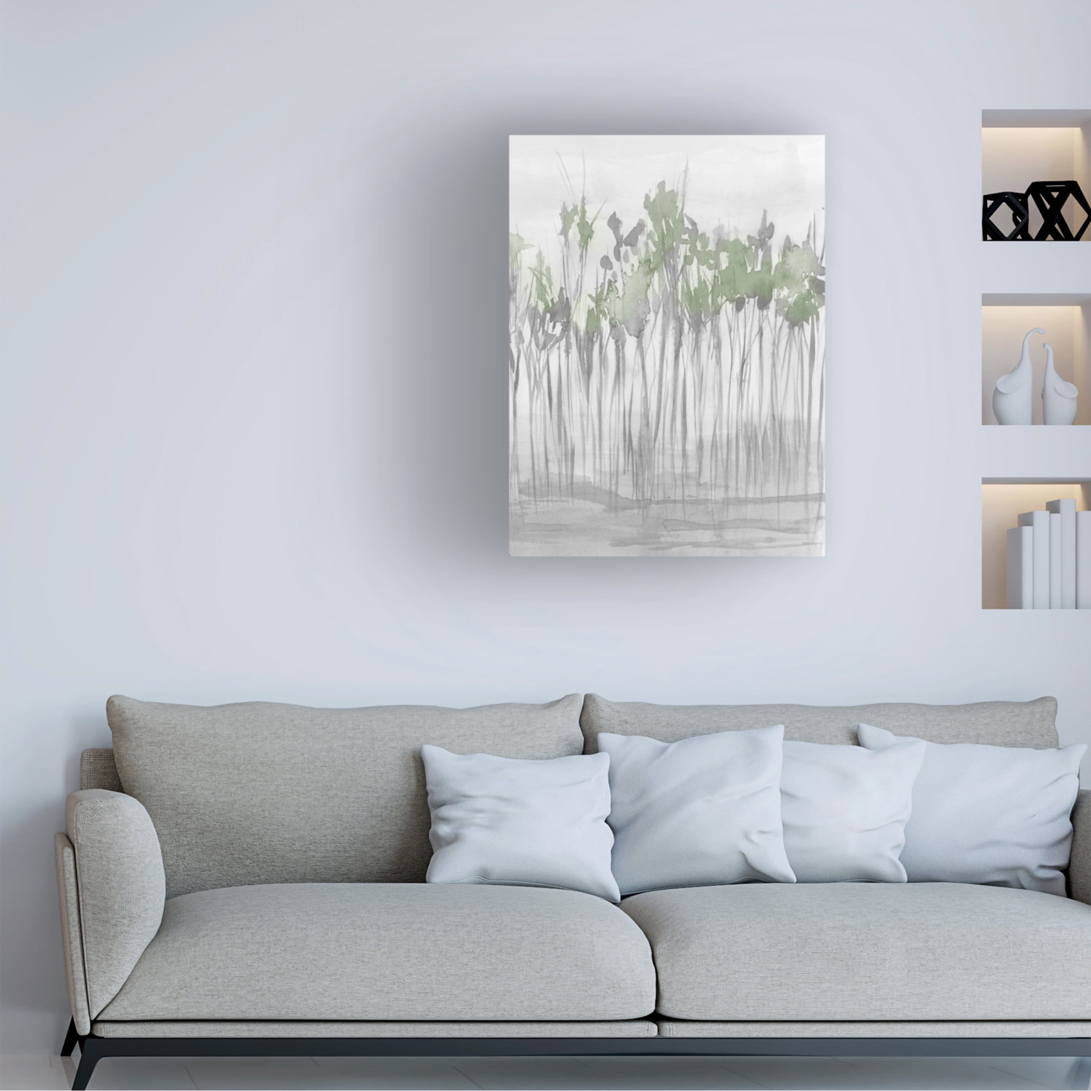 Trademark Fine Art Jennifer Goldberger  Silver Treeline II Canvas Wall Art