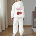 thumbnail image 5 of Girls Sweatsuit 2 Piece Set Cherry Printed Long Sleeve Warm Hoodies Joggers Casual Fall Winter Child Stylish Comfortable Outfits for Girls 4-5 Years, 5 of 7