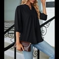 thumbnail image 4 of Blusas Informales de Verano para Mujer, con Cuello en V, Corta, Encaje Calado y Bonitas Blusas de Negocios Negro XXL, 4 of 7