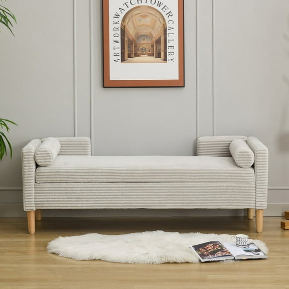 Velvet Storage Soft Bench 65 " Featuring Armrests and Firm Foam Padding for Bedroom, Living Room, or Entryway Use with Versatile Storage Compartment