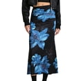 thumbnail image 4 of Women'S Fishtail Skirt Elegant Floral Ruched Skinny Bodycon Ruffle Long Skirts Blue XL, 4 of 9