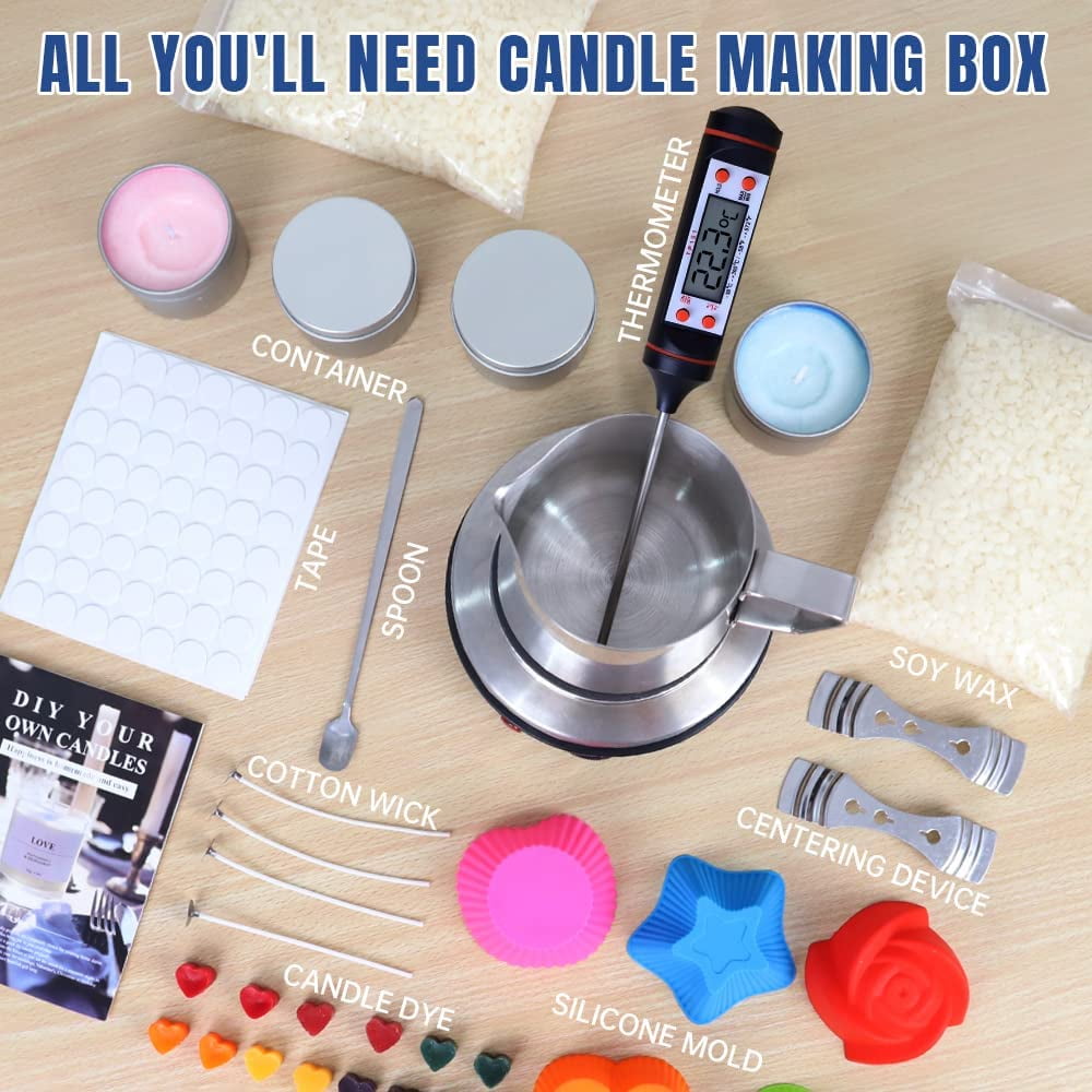 DIY Candle Making Kit Beeswax Pouring Pot Wicks Sticker Fixator Thermometer  DIY Handmade Aromatherapy Candle Making Tools Sets - AliExpress