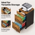 thumbnail image 6 of GALAXHERO 3 Drawer Filing Cabinet with Lock and Key, Rolling Wood File Cabinet for Home Office, Lockable Storage Drawers Fits Letter/A4, Rustic Brown, 6 of 9