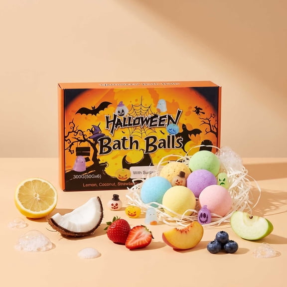 Halloween Bath Bombs Gift Set, Scented Bath Balls With Hidden Surprise Figures, Fun Festival Spa Accessories For Relaxing Home Bath Time Holiday Gift