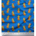 thumbnail image 1 of Soimoi Blue Poly Georgette Fabric Floral,Cactus & Pot Garden Accessories Print Fabric by the Yard 42 Inch Wide, 1 of 3
