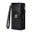 thumbnail image 1 of Travelambo Cartera Para Mujer De Gran Capacidad Con Bloqueo Rfid Carteras De Pulsera De Cuero Genuino(Negro), 1 of 5
