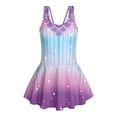 thumbnail image 4 of Uourmeti Girls' Mermaid Scale Gradient Swim Dress - Sleeveless Skirted One-Piece Bathing Suit, Quick Dry Stretchy Swimwear for Beach & Pool, 3-13 Years, 4 of 8