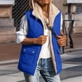 thumbnail image 2 of Women Fleece Lined Quilted Vest Sleeveless Zip up Outerwear Lapel Collar Warm Waistcoat Casual Fall Winter Gilet with Pockets Blue L, 2 of 7