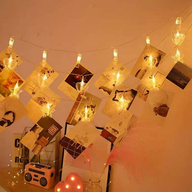 10 ft 20 LED Photo Clips String Lights Battery Operated Fairy String Lights with Clips for Hanging Pictures, Cards, Artwork