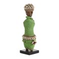 thumbnail image 5 of DecMode Small Hand-Crafted Pine Wood, Cowrie Shells, Orange Beads & Kente Cloth African Woman Namji Doll, Green, 5 of 10