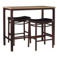 thumbnail image 1 of Linon Holly 3 Piece Steel & Wood Counter Height Pub Set Padded Seats in Brown, 1 of 7