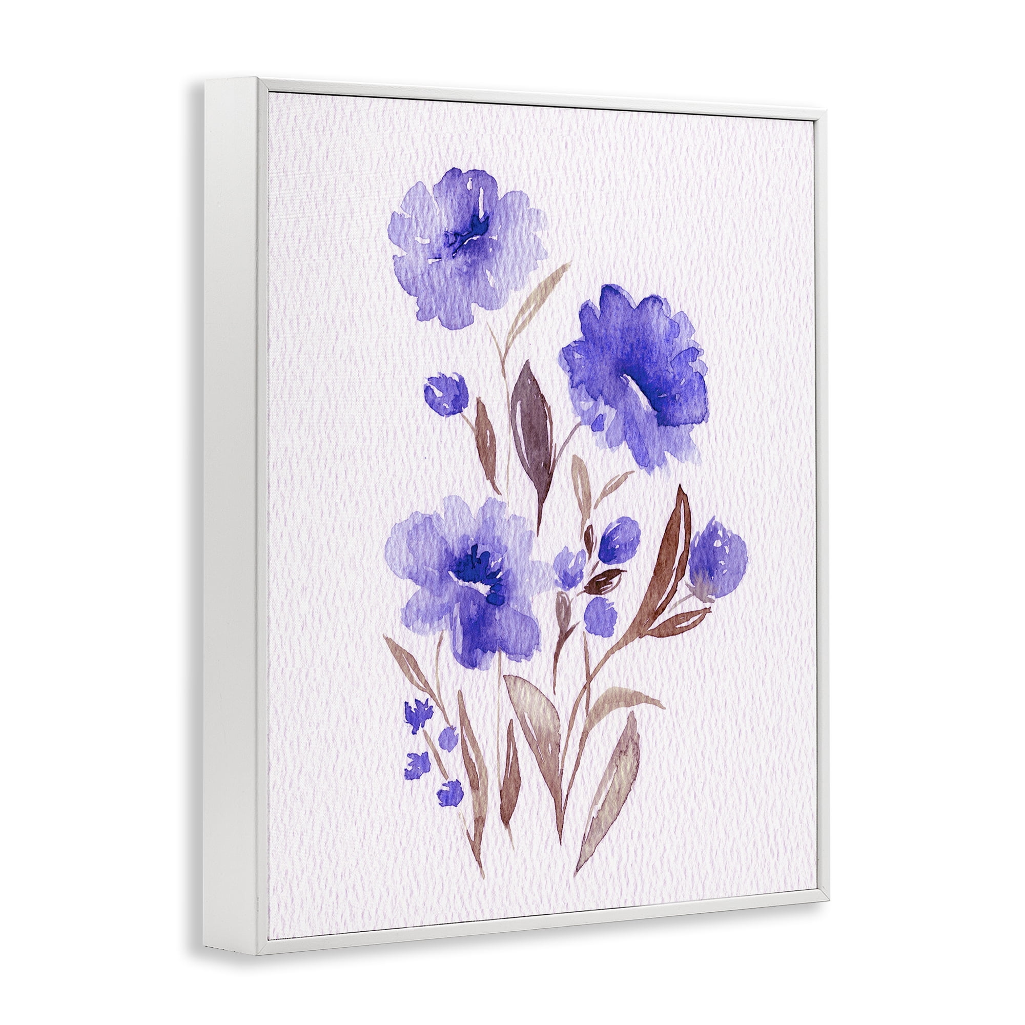 Stupell Industries Watercolor Purple Blossoms White Framed Giclee Art, design by Leah Noel Art