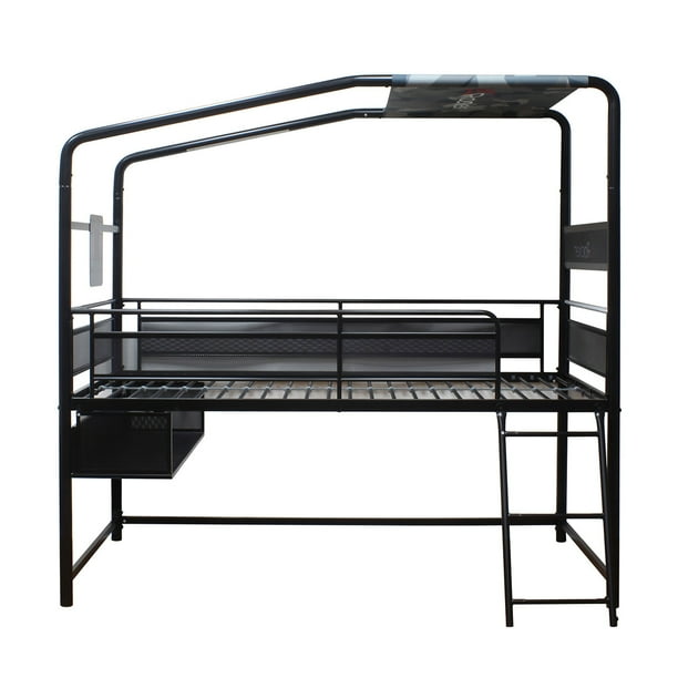 x Rocker Contra Mid Sleeper Twin Gaming Bed with TV Mount Black