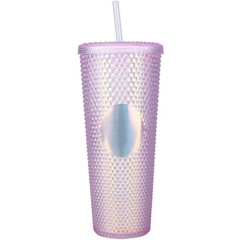 Smoothie Cup with Straw and lid, Iced Coffee Cup Studded Cup