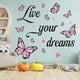 thumbnail image 2 of Adhesivos de pared Live Your Dreams, acuarela, mariposa, rosa, 2 of 3
