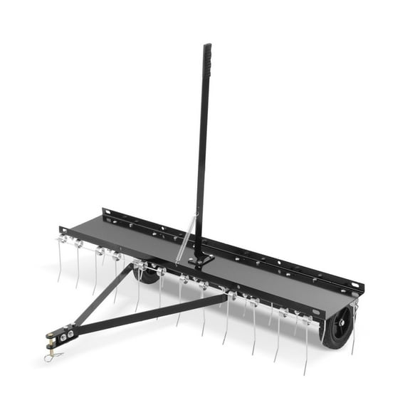 Tow Dethatcher 48-inch, Lawn Dethatcher with 24 Tines for ATV/Mower, Tow Behind Lawn Rake with Lift Handle, Garden Grass Rake