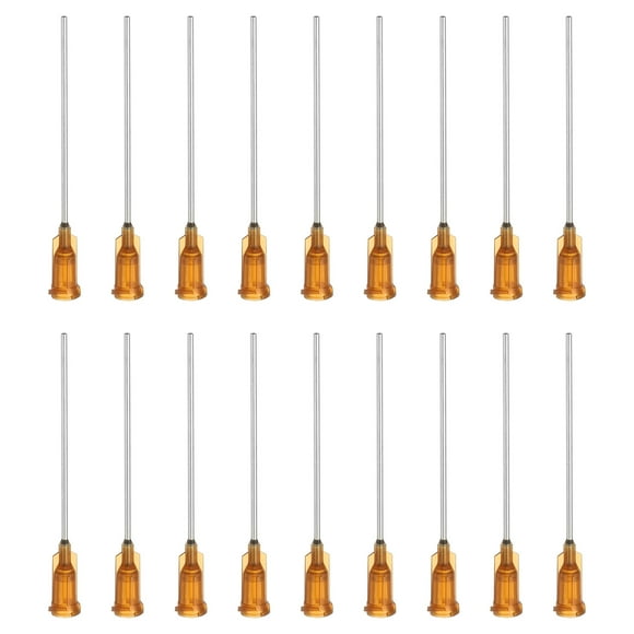 17Ga Dispensing Needles, 18PCS 2 Inch Industrial Blunt Tip Dispensing Needle Syringes with Luer Lock Needle 2inch Long for Refilling Liquid Inks Adhesive Glue Oil, Dark Brown