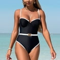 thumbnail image 5 of Huesdet One Piece Swimsuit for Women Tummy Control Push Up 1 Piece Bathing Suits Ruched Swimwear Adjustable Straps Monokini[Black,S], 5 of 9