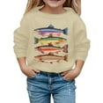 thumbnail image 1 of Aocisk Chandail en Molleton à Imprimé Lettres pour Enfants, Col Rond, Manches Longues, Mode Décontractée, Chandail pour Jouer, École et Usage Quotidien, Beige, 6-7 Ans, 1 of 4