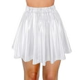 thumbnail image 3 of XINXIAOO Women's Fashion High Waist Pleated Solid Color Short Skirt Loose Skirt Metallic Skater Skirt Sparkly Shiny Flared Pleated A Line Mini Skort Lace Bed Skirt Girls Skirts Wrap around Skirts for, 3 of 3