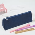 thumbnail image 3 of Estuche triangular de gran capacidad | Bolsa de papelería impermeable con cremallera de piel sintética | Organizador portátil multiusos para estudiantes de primaria | 1 paquete | Ligero y duradero, 3 of 5