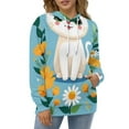 thumbnail image 4 of Cute Cat with Flowers 3D Print Hoodie Men Women Autumn Thin Pullover Sweatshirt Vintage Streetwear Tops, 4 of 6