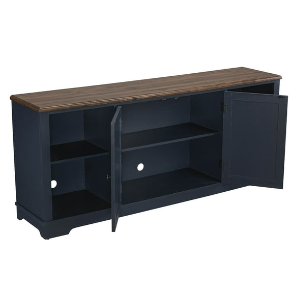 FESTIVO 70" Navy Farmhouse Barn Door TV Stand for TVs up to 75". adjustable shelves