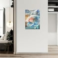 thumbnail image 3 of Ocean Dolphin Wall Art Coastal Sea Waves Dolphin Pictures Wall Decor Beach Just Have Faith Canvas Paintings Modern Artwork Home Decorations for Bathroom Bedroom Living Room Office Framed 12"x16", 3 of 5