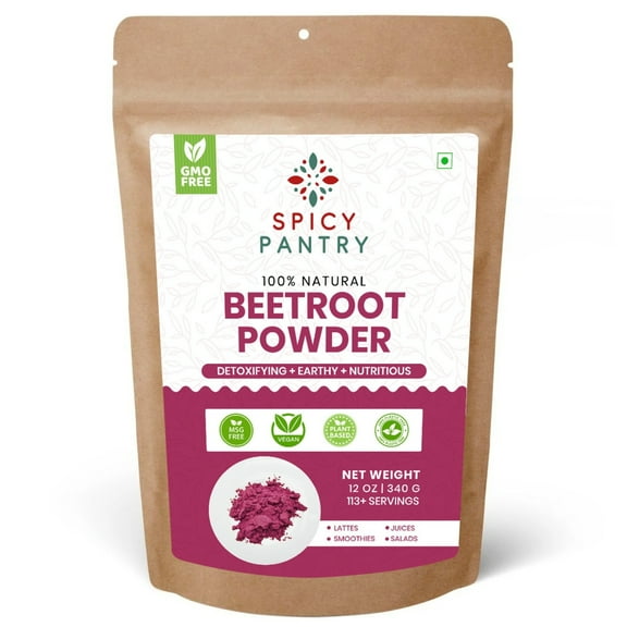 Spicy Pantry Beetroot Powder (12 oz) – 100% Natural Beet Root Powder, Pure & Finely Ground, Vegan Friendly, No Additives, Resealable Bag