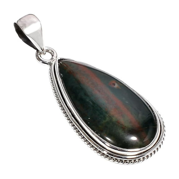 Large Bloodstone 925 Sterling Silver Statement Pendant for Men and Women Gift Jewelry